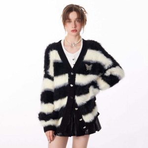 youthful striped butterfly cardigan fuzzy & chic 8875