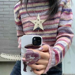 youthful striped turtleneck sweater   streetwear icon 3804