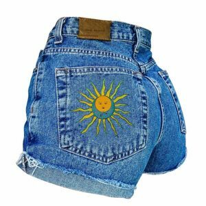 youthful sun & moon embroidered shorts   trendy streetwear 3375