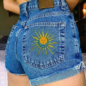 youthful sun & moon embroidered shorts   trendy streetwear 5153