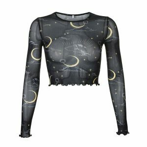 youthful sun & moon mesh top   celestial chic streetwear 1793