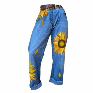 youthful sunflower mom jeans   retro charm & comfort 7159