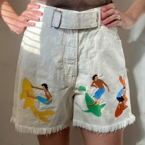 youthful surf & shark embroidered shorts   streetwise appeal 8153