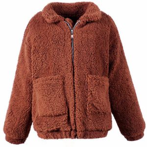youthful teddy zipup jacket cozy & iconic streetwear 6336