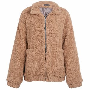 youthful teddy zipup jacket cozy & iconic streetwear 8895