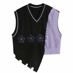youthful teen drama knit vest iconic & trendy style 3014