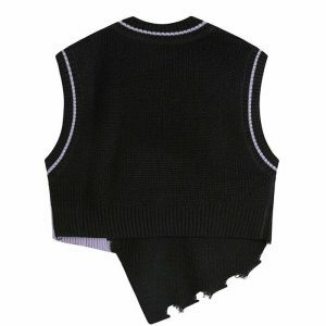 youthful teen drama knit vest iconic & trendy style 5392