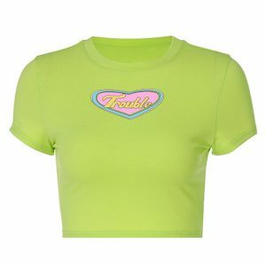 youthful trouble crop top in vibrant green   street chic 6208