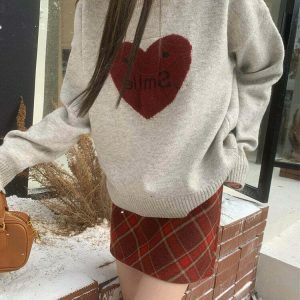 youthful warm heart sweater soft girl chic comfort 1446