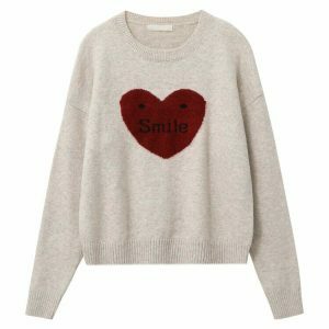 youthful warm heart sweater soft girl chic comfort 2128