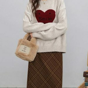 youthful warm heart sweater soft girl chic comfort 6072