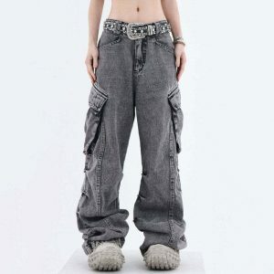 youthful wide leg cargo jeans big ideas & urban style 8619