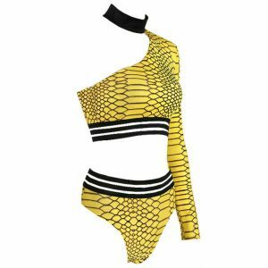 youthful yellow snake print set   chic matching streetwear 8205