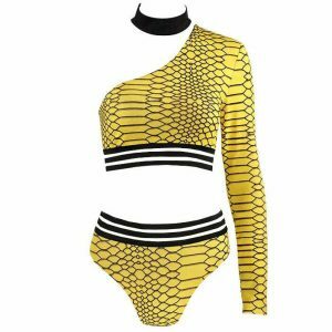 youthful yellow snake print set   chic matching streetwear 8291
