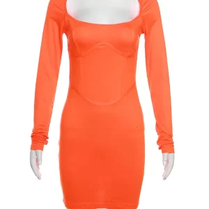 Autumn Trend Women's O Neck Bodycon Dress | K-POP Streetwear Fashion