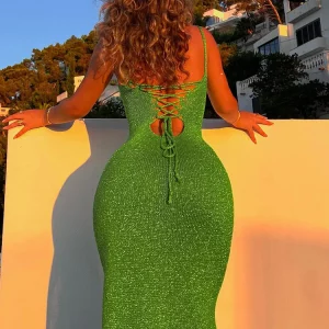 Backless Bandage Slit Maxi Dress for Women | Sleeveless Sexy Bodycon Prom Outfit | Elegant Summer Fashion for Gen Z & Y