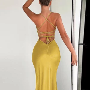 Backless Lace-Up Maxi Dress: Sexy Bodycon Party Clubwear for Women