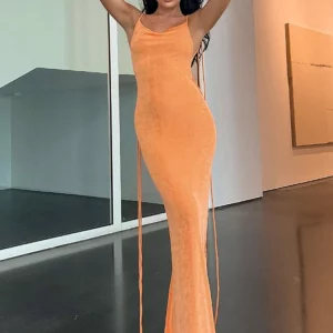 Backless Lace-Up Maxi Dress: Sexy Solid Long Dress for Women - Summer Party, Club, Evening Outfits