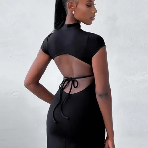 Backless Lace-Up Mini Dress: Gen Z Y2K K-POP Streetwear Fashion