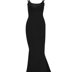 Black Sleeveless Maxi Dress: Gen Z Streetwear Fashion for Women