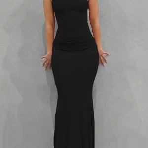 Black Sleeveless Maxi Dress: Gen Z Streetwear Fashion for Women