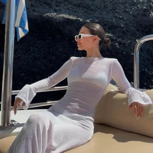 Bohemian Beach Sundress: Backless Maxi Dress for Women, Summer Vacation Style