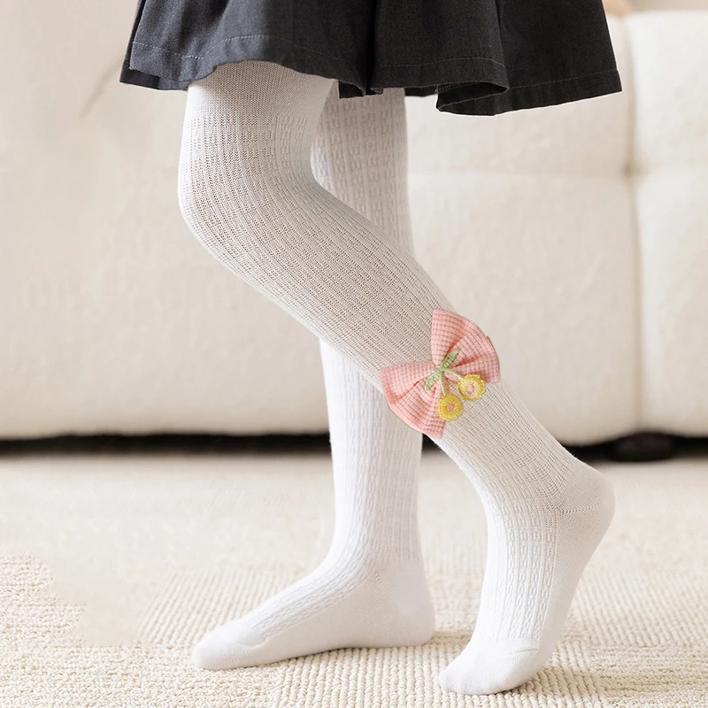 Cherry Bow Girls' Cotton Ballet Dance Pantyhose | Kids' Streetwear Fashion