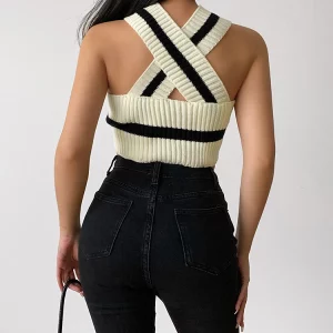 Chic K-POP Style Knitted Crop Top for Gen Z & Y2K Fashion