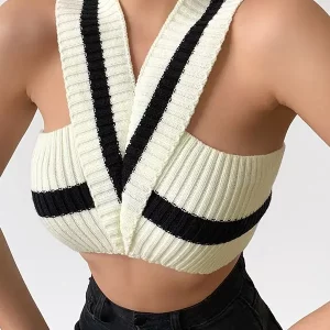 Chic K-POP Style Knitted Crop Top for Gen Z & Y2K Fashion