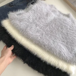 Elegant Sleeveless Faux Mink Sweater Vest for Women - K-POP Korean Fashion Tank Top