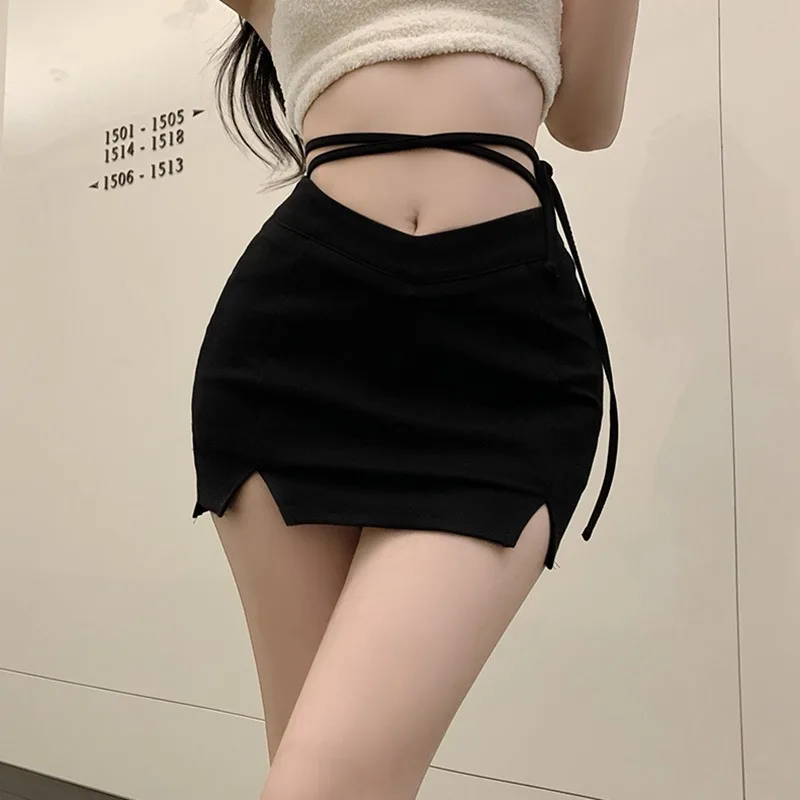 Gen Z Women's K-POP Harajuku Split Mini Skirt: Y2K Streetwear Fashion