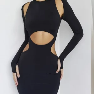 Gen Z Y2K K-POP Streetwear Black Bodycon Mini Dress for Women