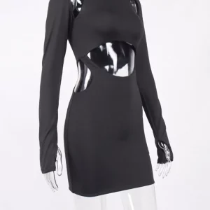 Gen Z Y2K K-POP Streetwear Black Bodycon Mini Dress for Women