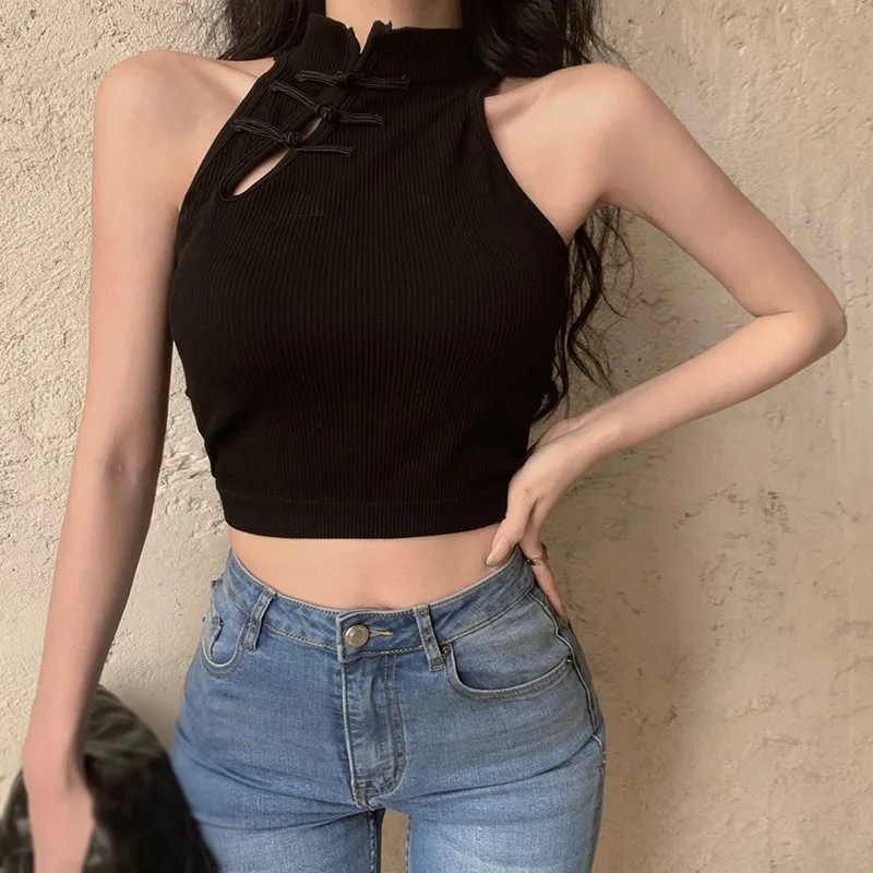 Gen Z & Y2K K-POP Streetwear Camisole: Chinese Style Slim Halter Tank