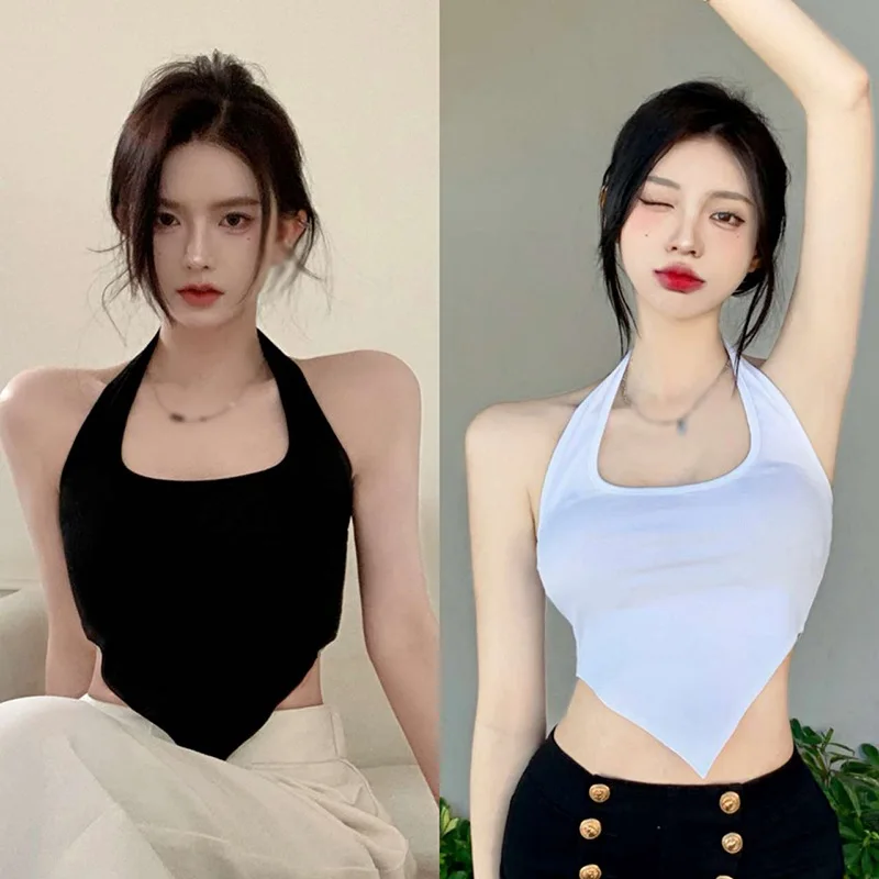 Gen Z Y2K K-POP Streetwear Halter Crop Top for Women