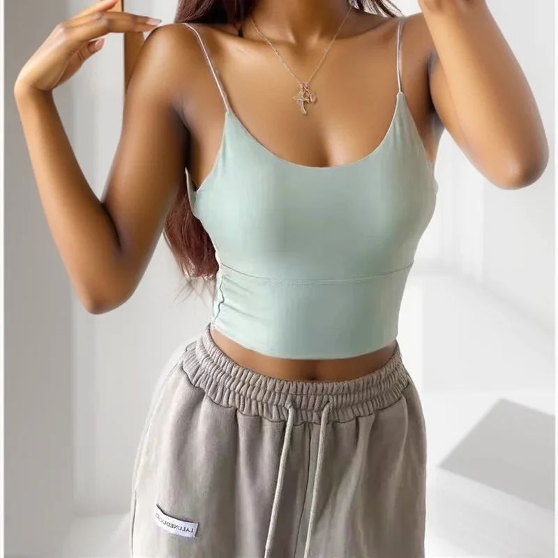 Gen Z & Y2K K-POP Streetwear: Ice Silk Backless Bra Crop Top for Women