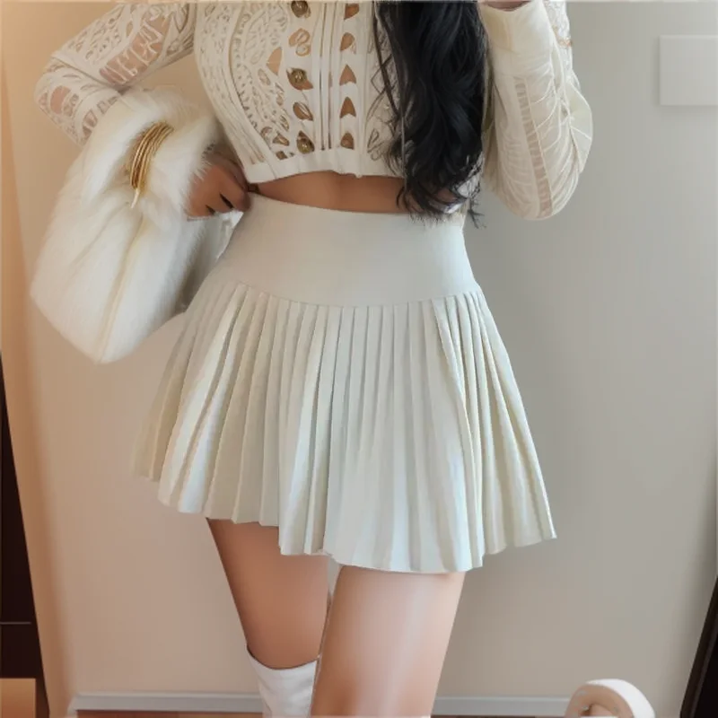 Gen Z Y2K K-POP Streetwear Mini Skirt Korean Style High Waist Pleated Tennis Skirt