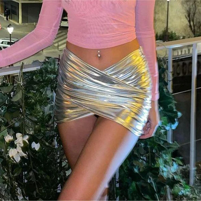 Gen Z & Y2K K-POP Streetwear Mini Skirt: Spring PU Leather Wrap