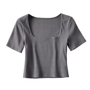 Gen Z Y2K K-POP Streetwear Ribbed Square Neck Crop Top