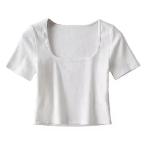 Gen Z Y2K K-POP Streetwear Ribbed Square Neck Crop Top