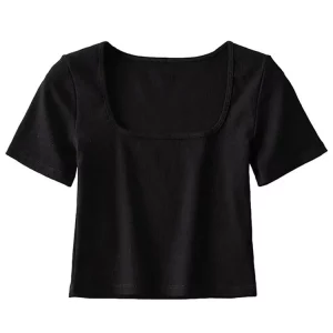 Gen Z Y2K K-POP Streetwear Ribbed Square Neck Crop Top