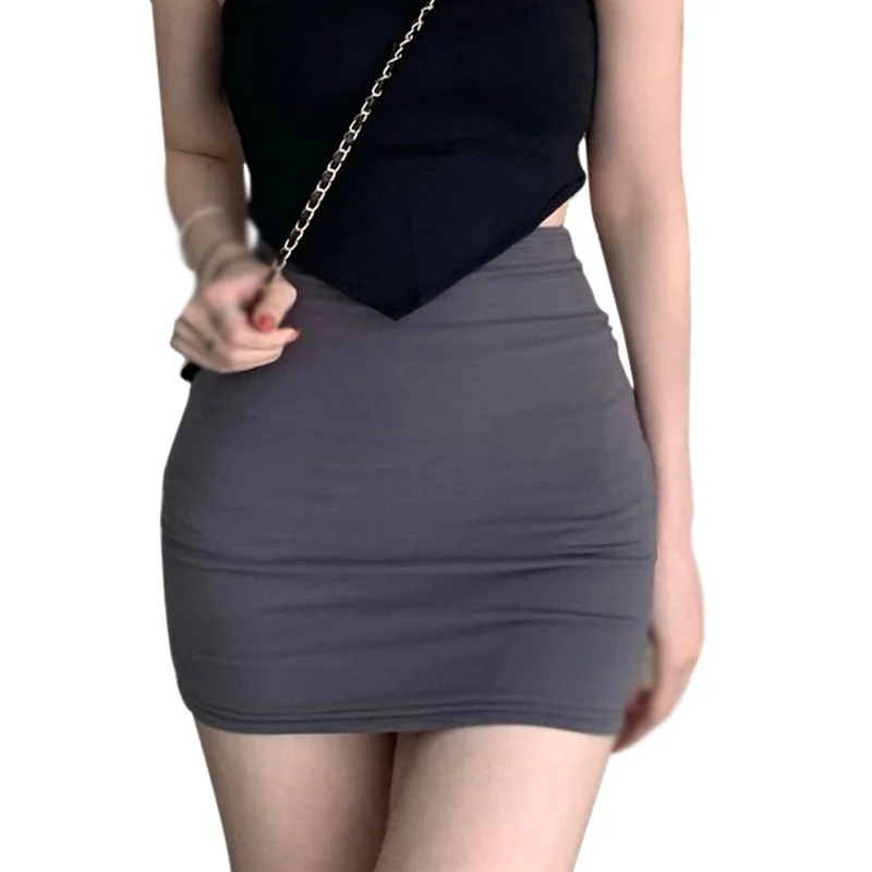 Gen Z & Y2K K-POP Streetwear Skirt: Asymmetrical Ruched High Waist Dress