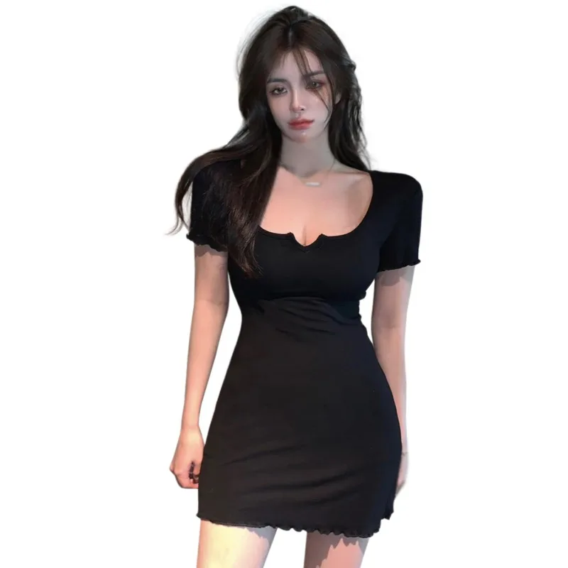 Gen Z & Y2K K-POP Streetwear V-Neck Mini Dress for Women