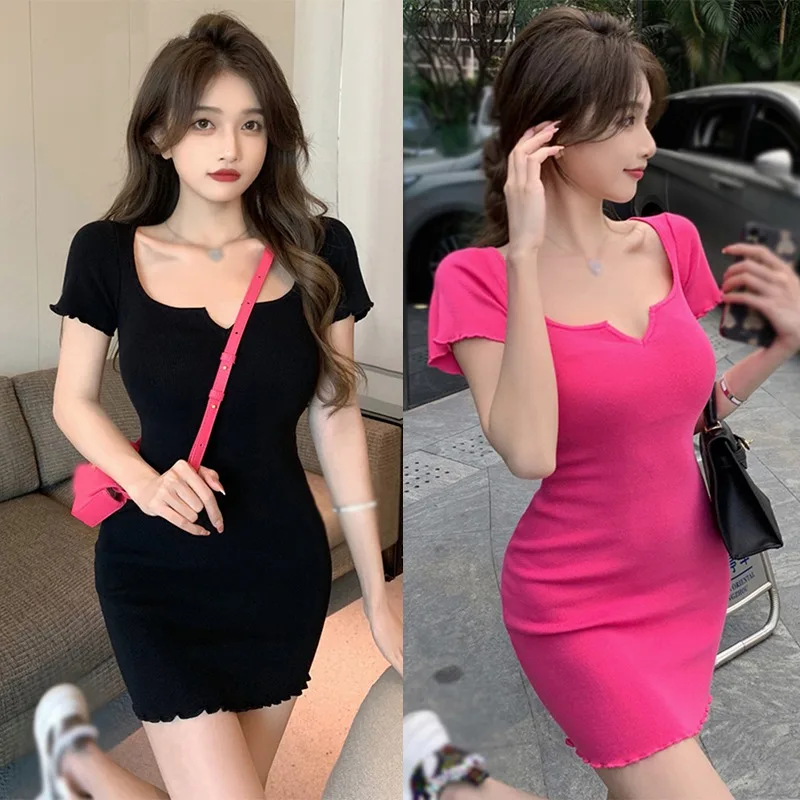 Gen Z & Y2K K-POP Streetwear V-Neck Mini Dress for Women