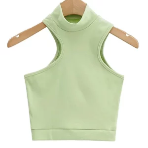 Gen Z & Y2K Style High Neck Crop Tank Top with Cut Out Detail