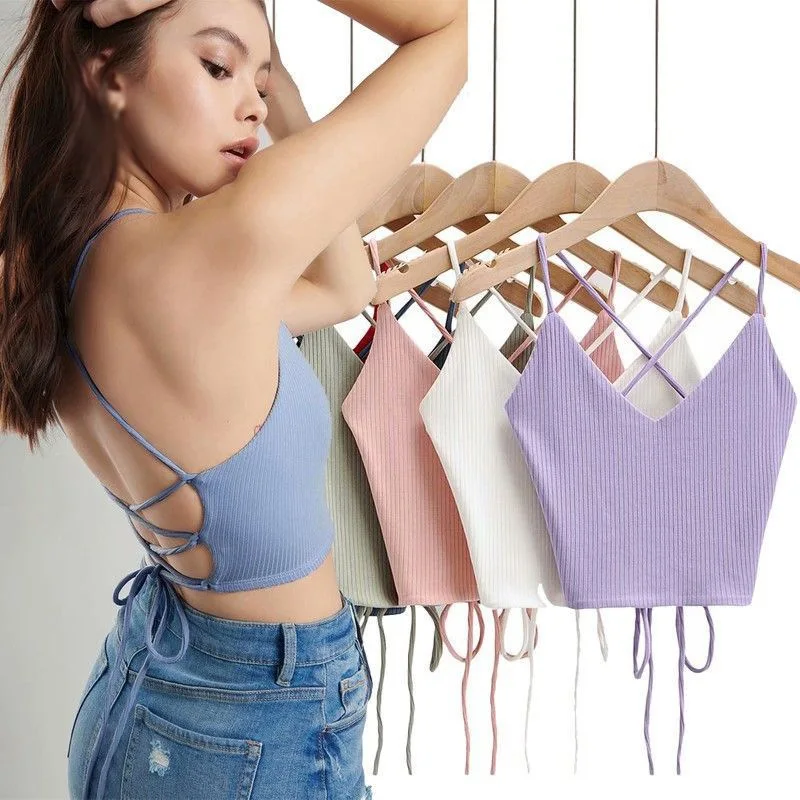 Gen Z & Y2K Style: K-POP Camisole Tank Top for Women - Sexy V-Neck, Solid Color, Street