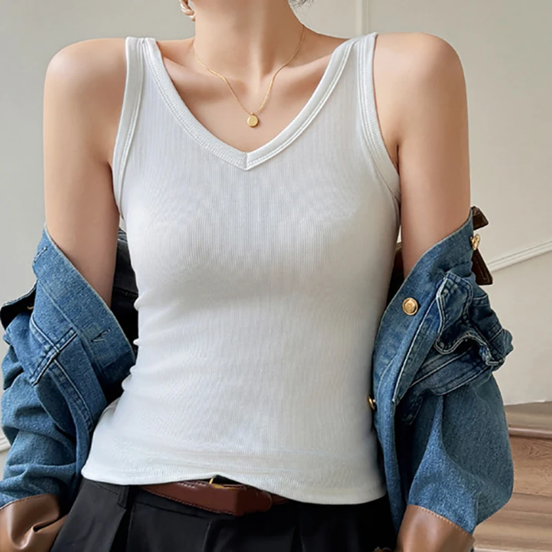 Gen Z & Y2K Style: K-POP Cotton V-Neck Crop Top for Women