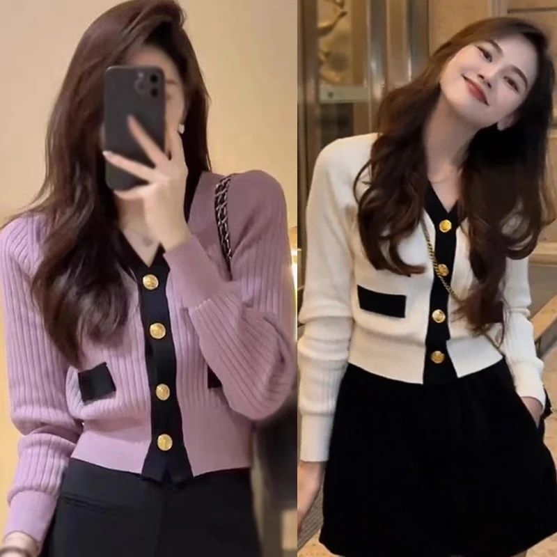 Gen Z & Y2K Style Korean V-Neck Knit Cardigan for Women