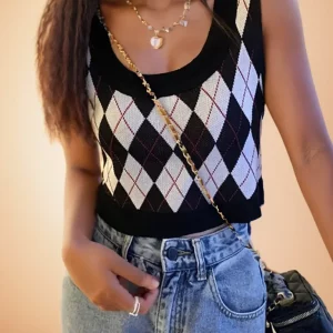 Gen Z & Y2K Style: Plaid Backless Tank Tops for Women - K-POP & Korean Fashion