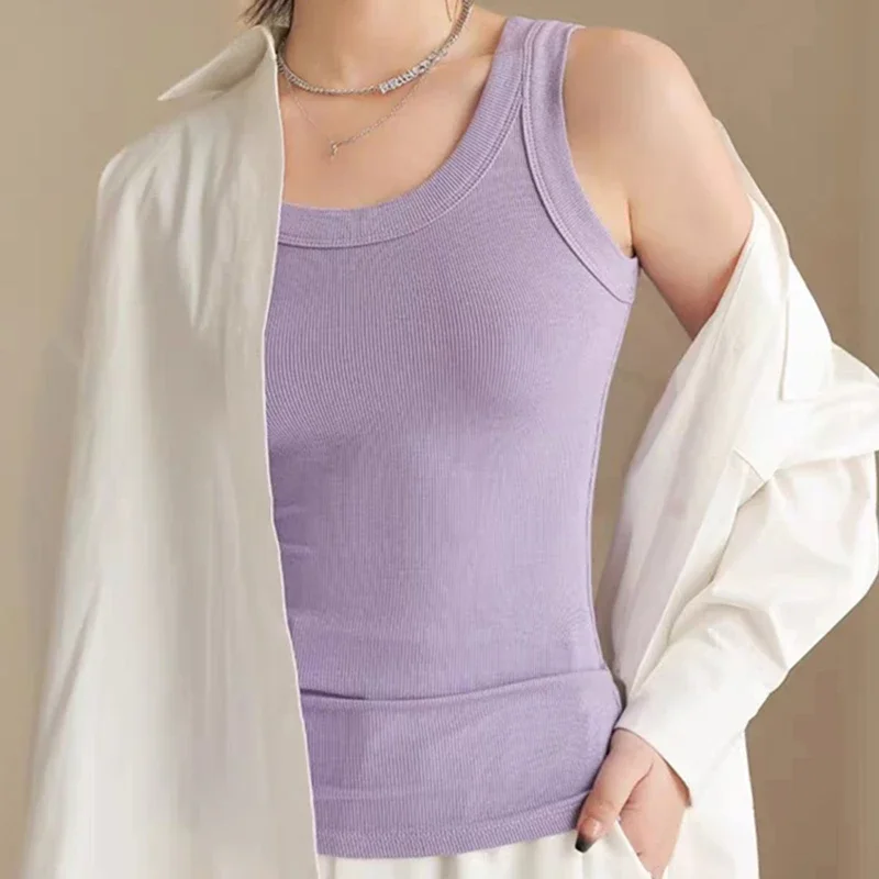 Gen Z & Y2K Style: Sleeveless Cotton Crop Top with Bra Pad - Korean Fashion Streetwear for Women